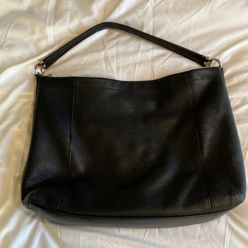 Coach Black Pebble Leather Scout Hobo Handbag, or Cross body gold hardware, EUC - Picture 7 of 13